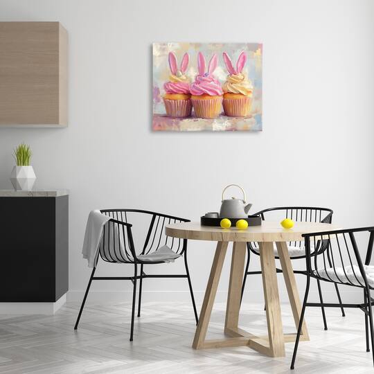 Stupell Industries Pastel Bunny Ear Cupcakes Canvas Wall Art